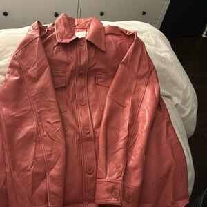 ARITZIA WILFRED PINK MELINA FAUX LEATHER JACKET BRAND NEW